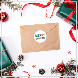 100 Modern Merry Christmas 1.5" (38mm) Foil Stickers/Seals