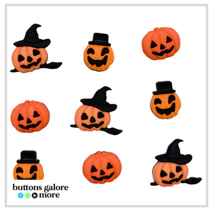 Halloween Buttons x 9 | Carved Pumpkins (Buttons Galore & More)