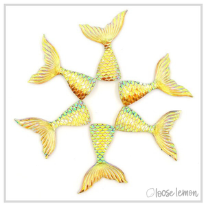 Resin Mermaid Tails x 6 Yellow | Color 3