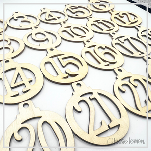 Wooden Advent Numbers x 24