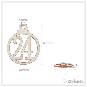 Wooden Advent Numbers x 24