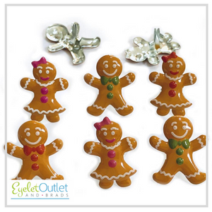 Christmas Gingerbread Brads x 12 | Eyelet Outlet