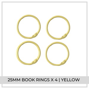 25mm Book Rings x 4 | Yellow