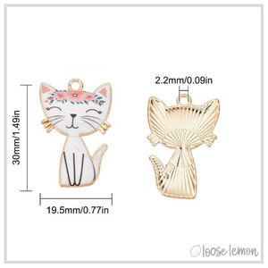 Cat Enamel Charms x 6 | (Mosaic)