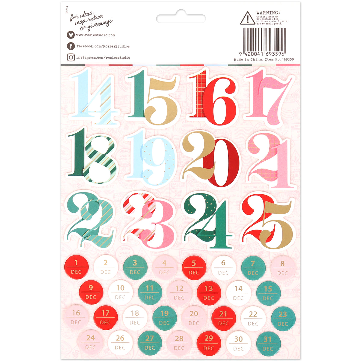 North Pole Post | Chipboard Advent Numbers (2 Sheets)