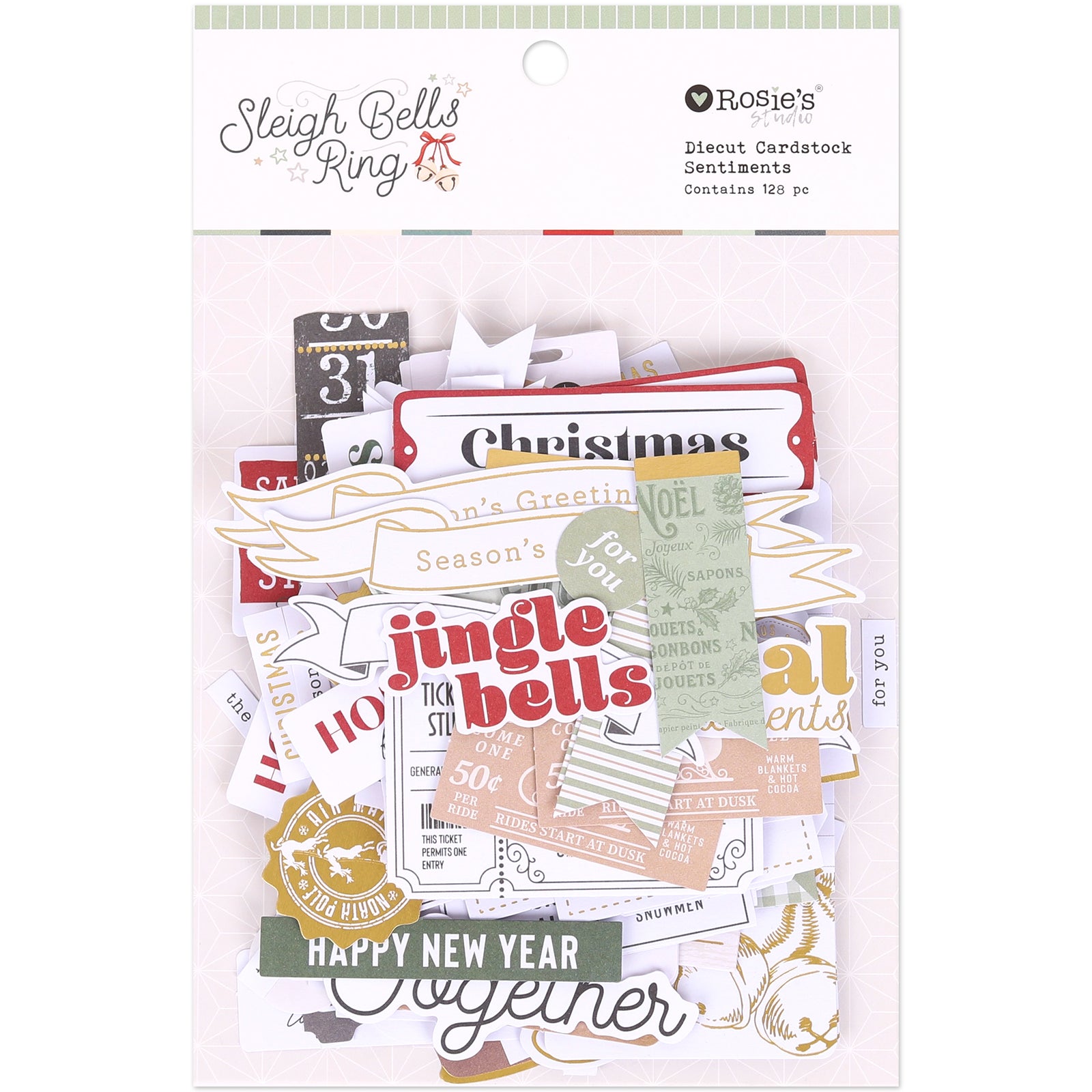 Sleigh Bells Ring | Diecut Cardstock Sentiments (128 pcs)