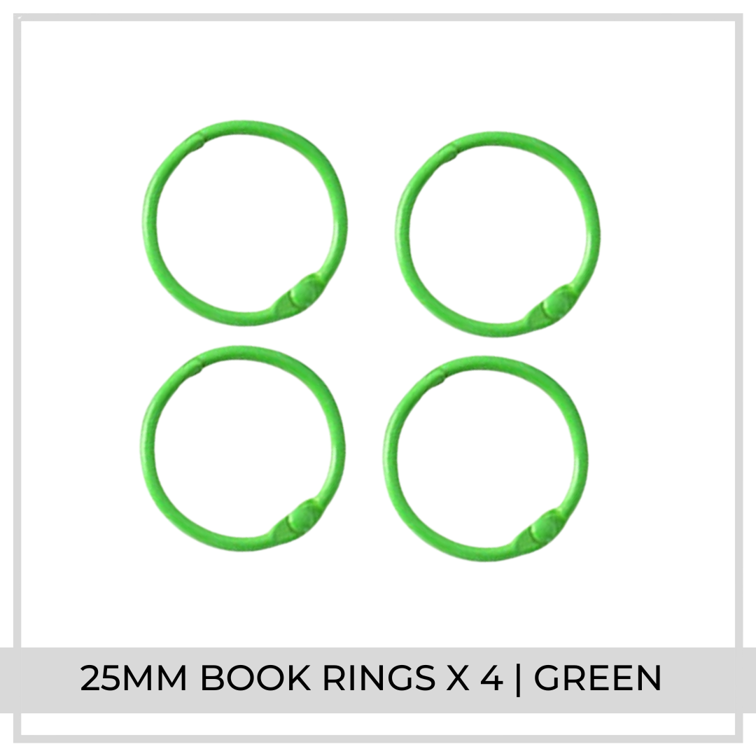 25mm Book Rings x 4 | Green