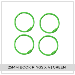 25mm Book Rings x 4 | Green