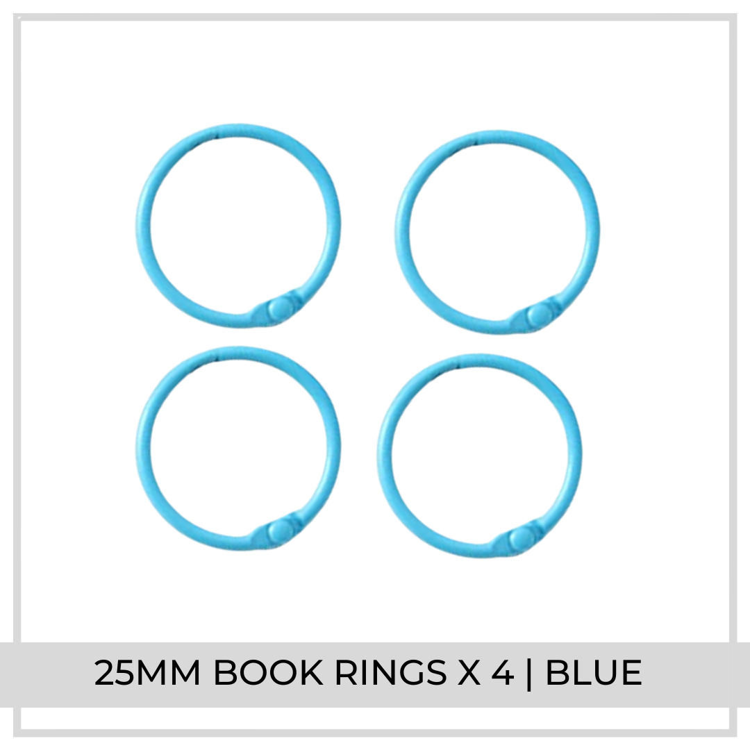 25mm Book Rings x 4 | Blue