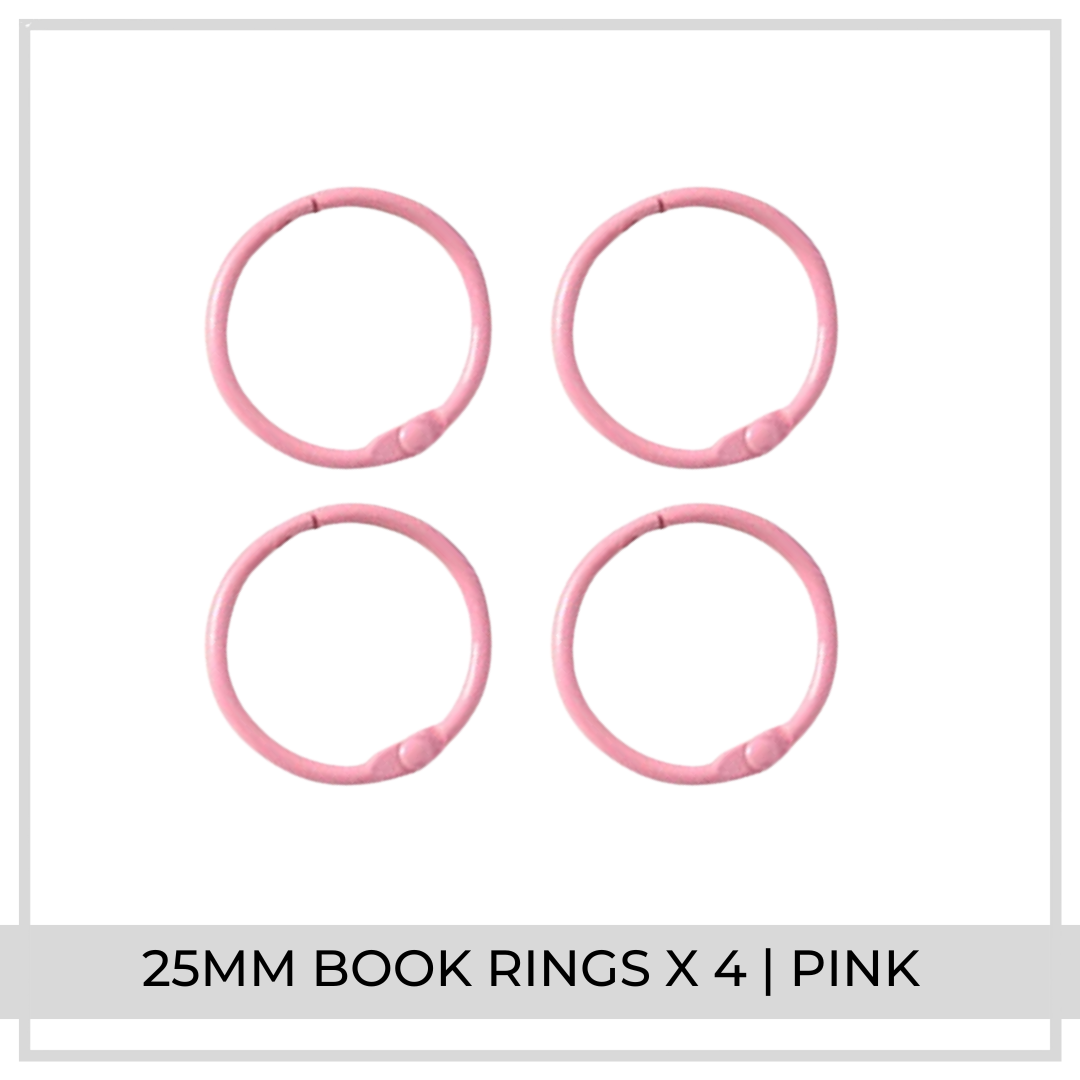 25mm Book Rings x 4 | Pink