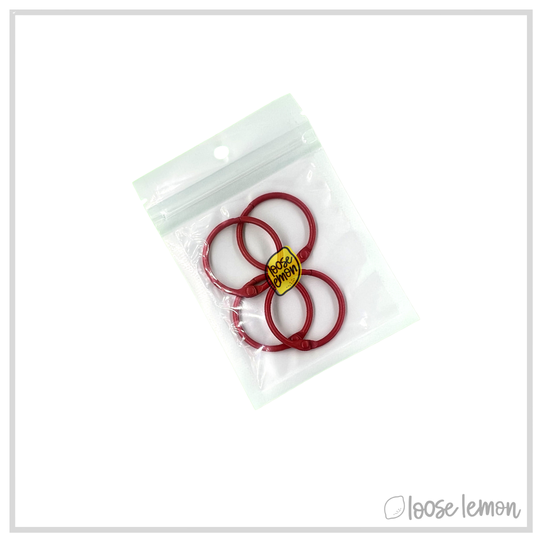 25mm Book Rings x 4 | Red