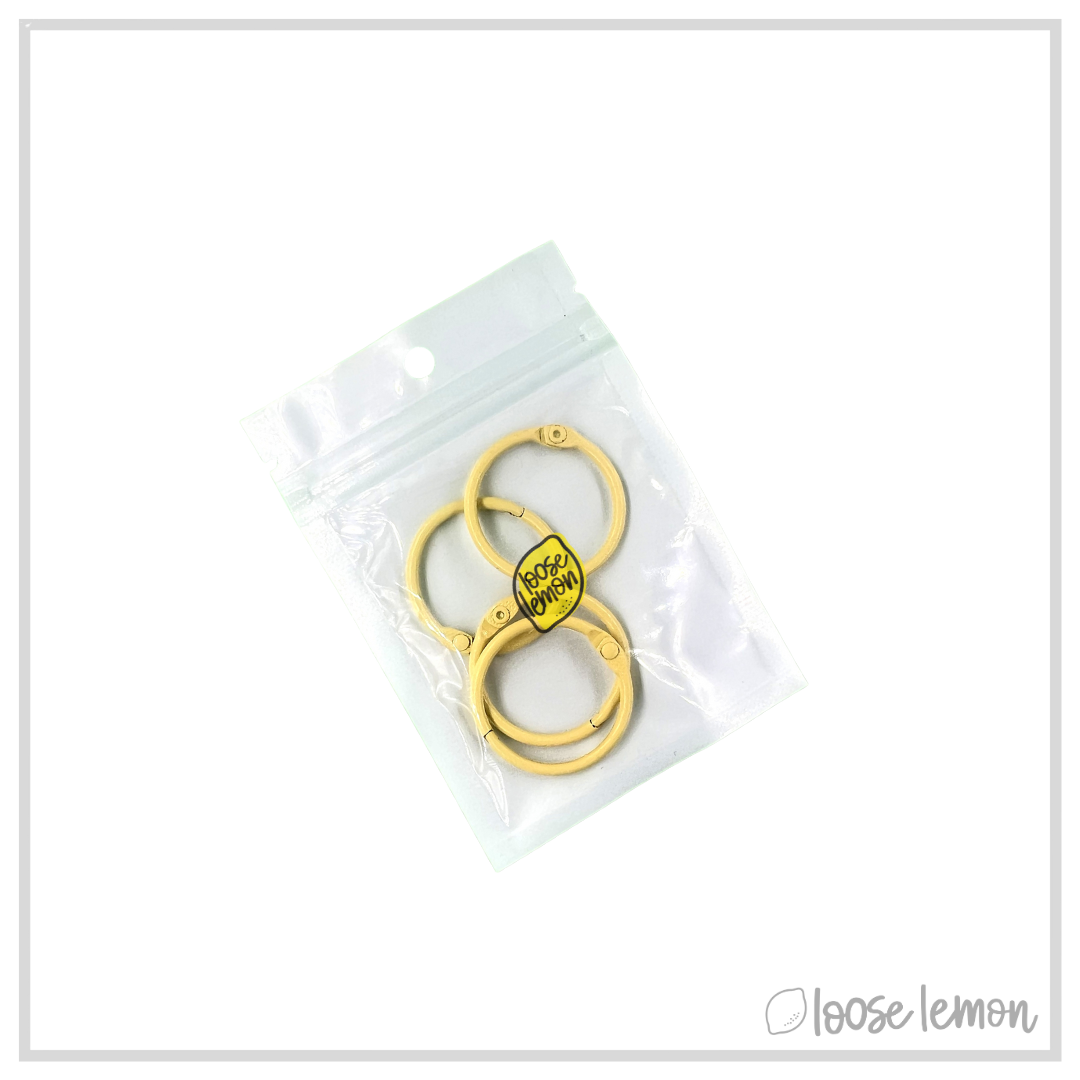 25mm Book Rings x 4 | Yellow
