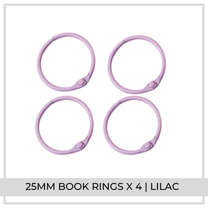 25mm Book Rings x 4 | Lilac