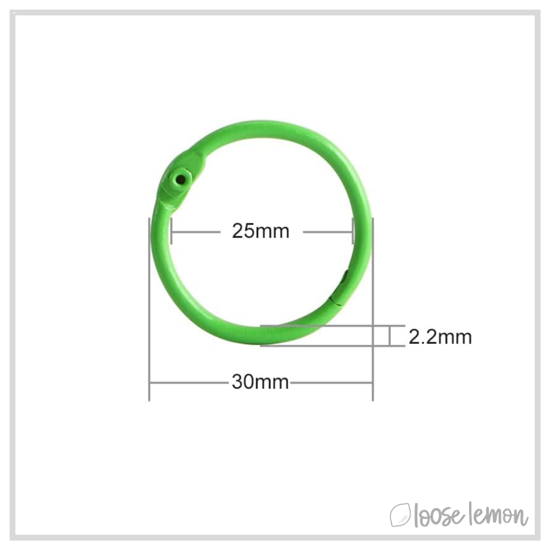 25mm Book Rings x 4 | Green