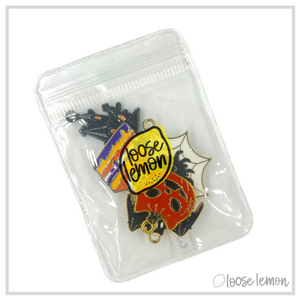 Halloween Enamel Charms x 6 | Pumpkin, Bat, Haunted House (Set 3)