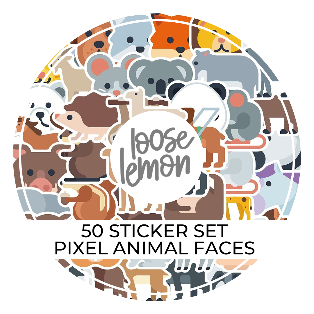 50 Sticker Set | Pixel Animal Faces