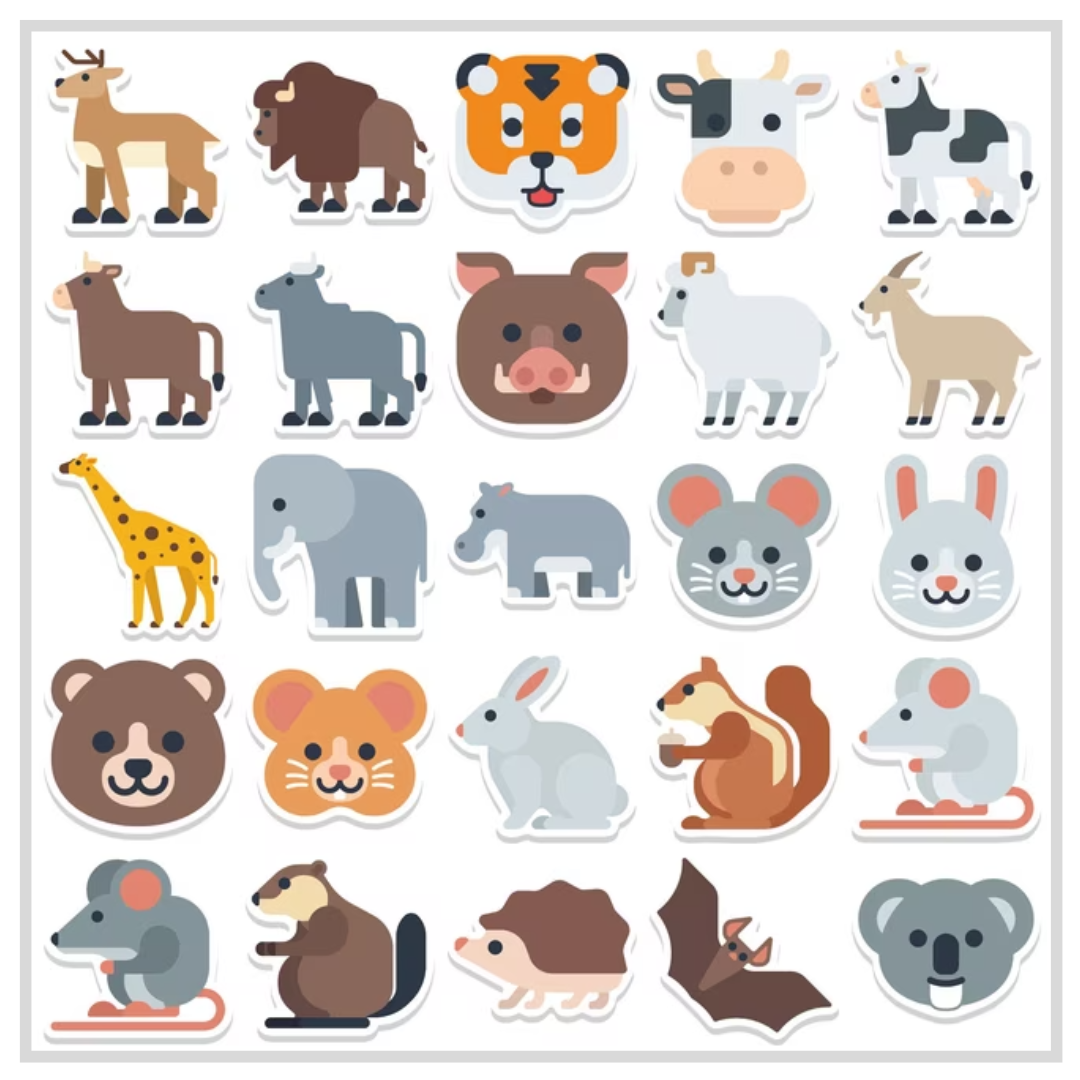 50 Sticker Set | Pixel Animal Faces