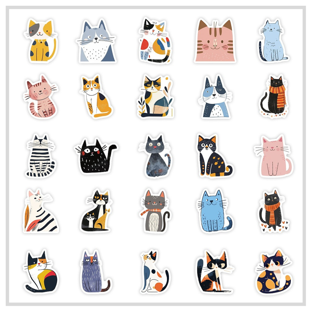 50 Sticker Set | Collection of Cool Cats