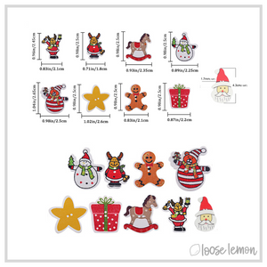 Wood Christmas Buttons x 9 | Christmas Mix