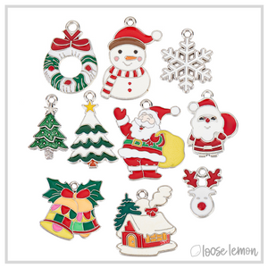 Christmas Enamel Charms x 10 | (SET A)