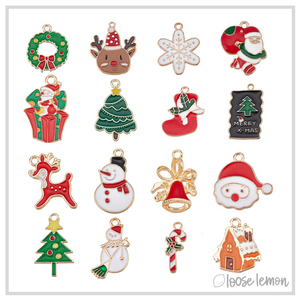 Christmas Enamel Charms x 16 | (SET H)