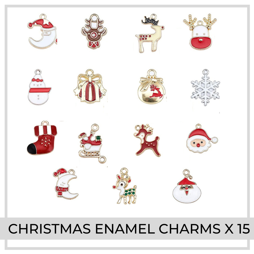 Christmas Enamel Charms x 15 | (SET J)