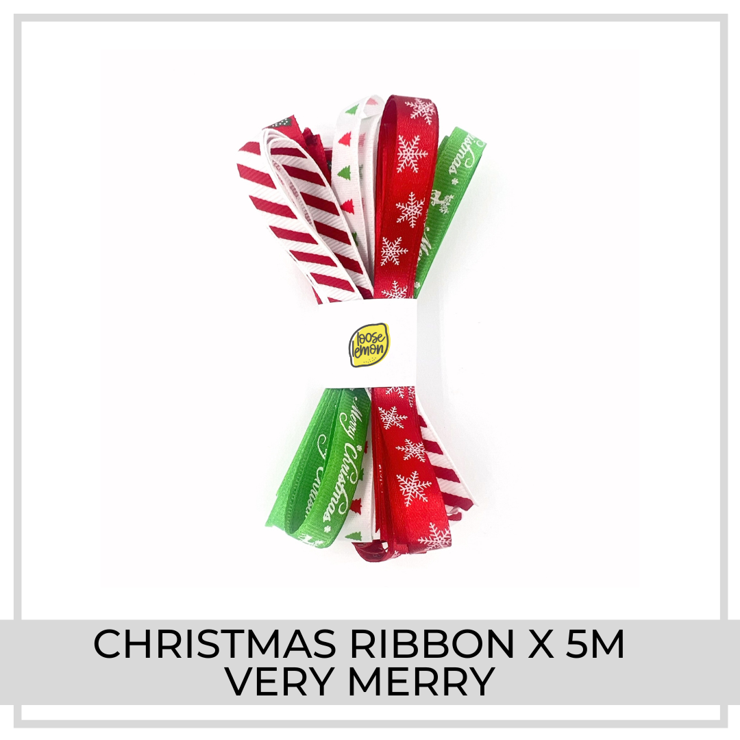 Christmas Ribbon x 5m (Very Merry)