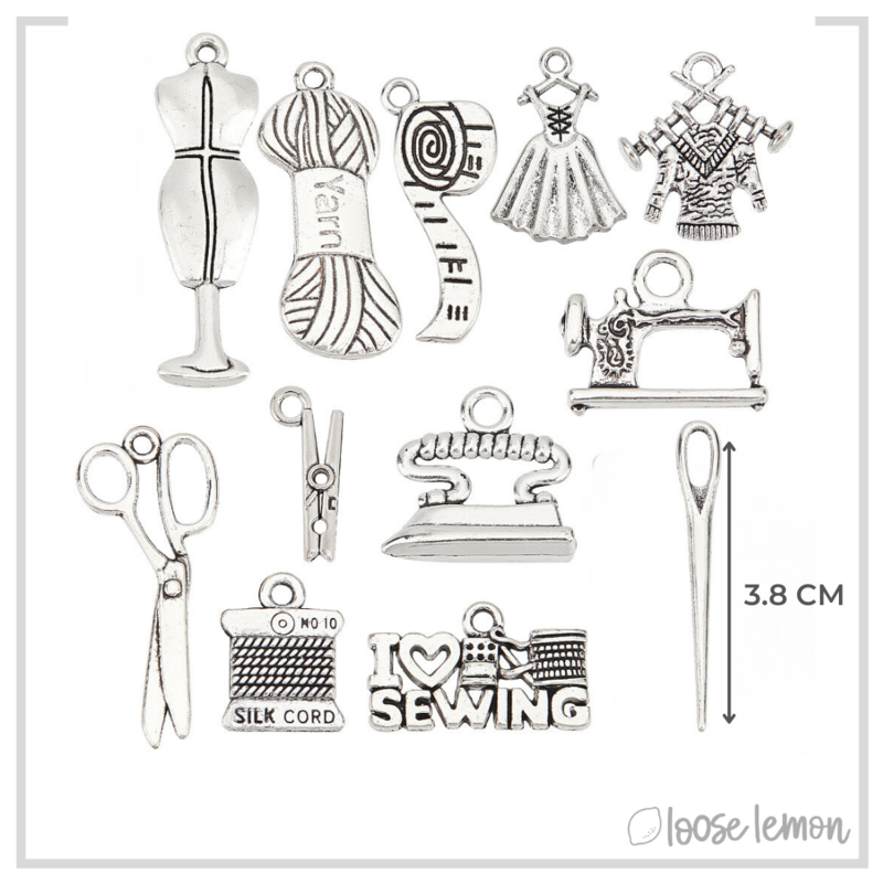 Silver Sewing Charms x 12