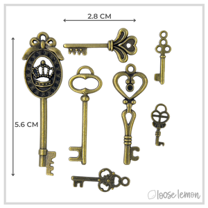 Bronze Key Charms x 7 (Set 1)