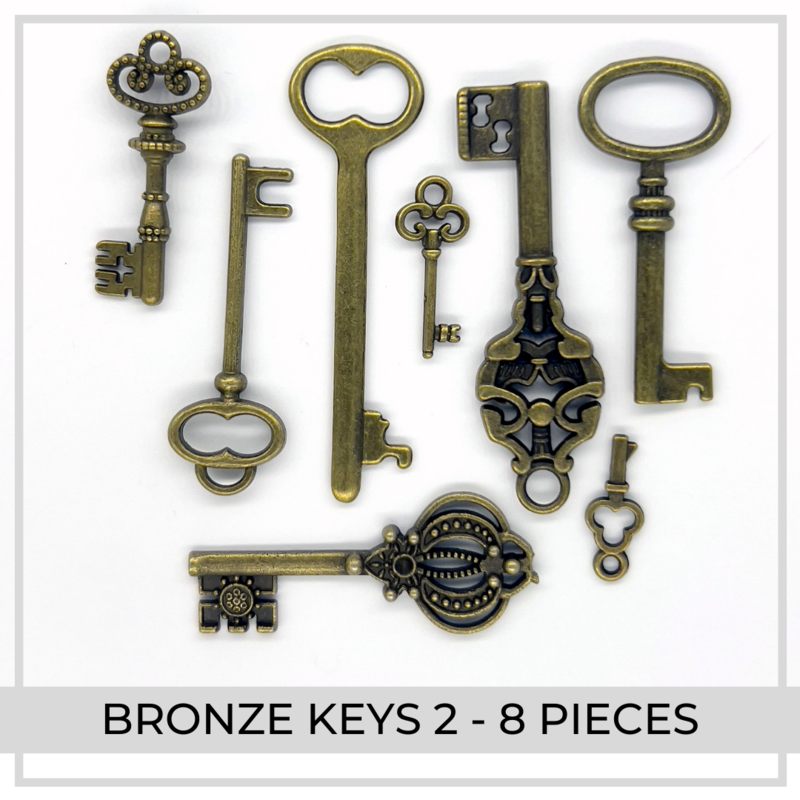 Bronze Key Charms x 8 (Set 2)