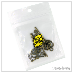 Bronze Key Charms x 7 (Set 3)