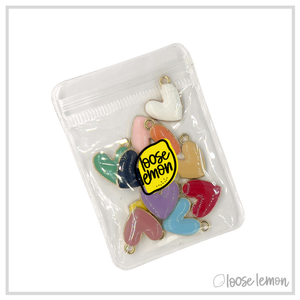 Enamel Heart Charms x 11