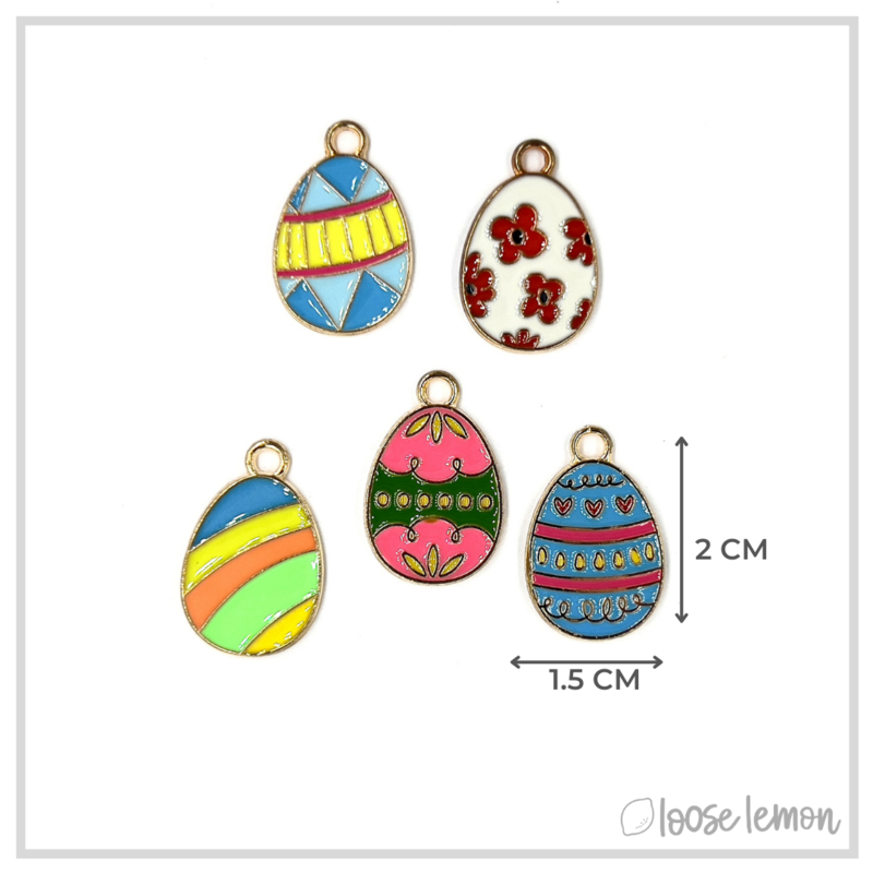 Easter Egg Enamel Charms x 5