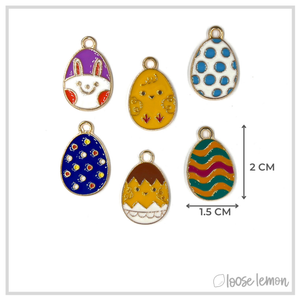 Easter Egg Enamel Charms x 6