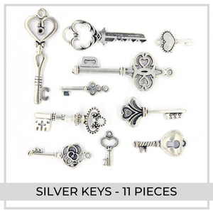 Silver Key Charms x 11