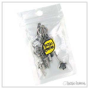 Silver Key Charms x 11