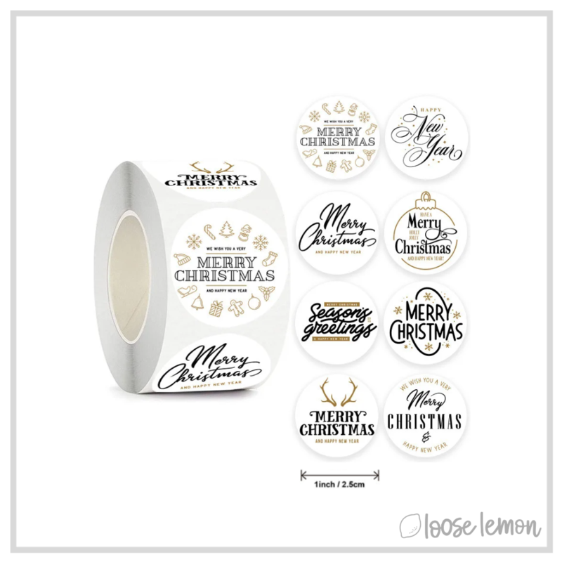 100 Classic Merry Christmas 1" Stickers/Seals