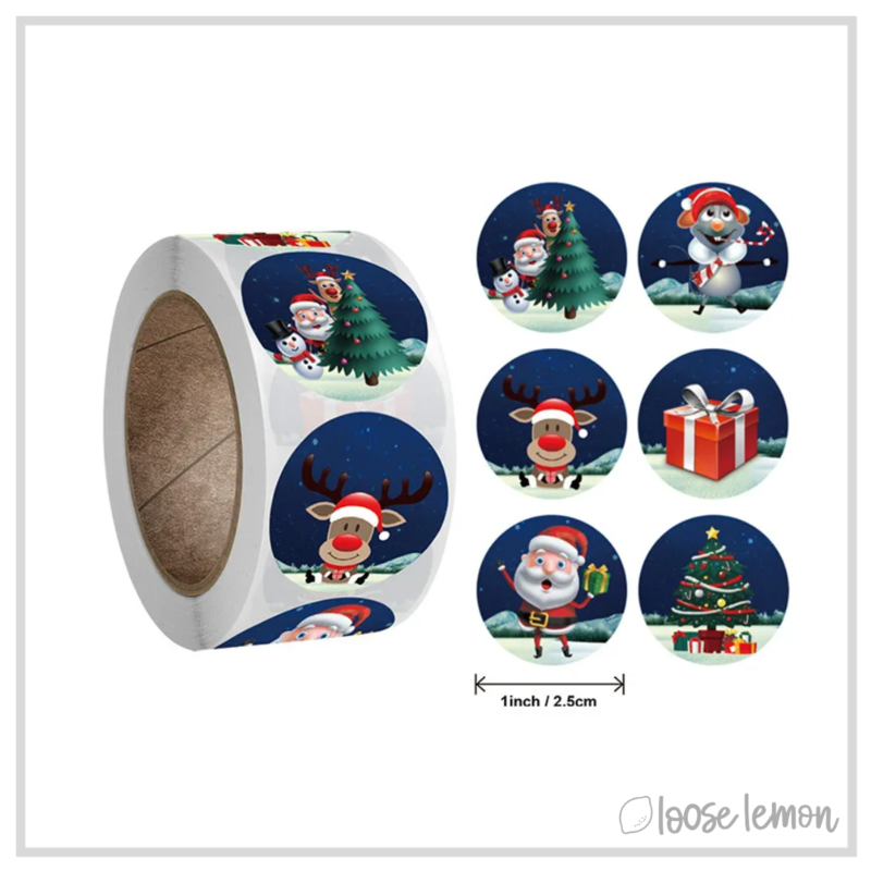 100 Winter Fun Christmas 1" Stickers/Seals