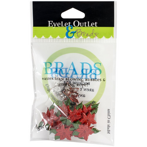 Christmas Poinsettia Brads x 12 | Eyelet Outlet