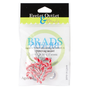 Christmas Candy Cane Brads x 12 | Eyelet Outlet