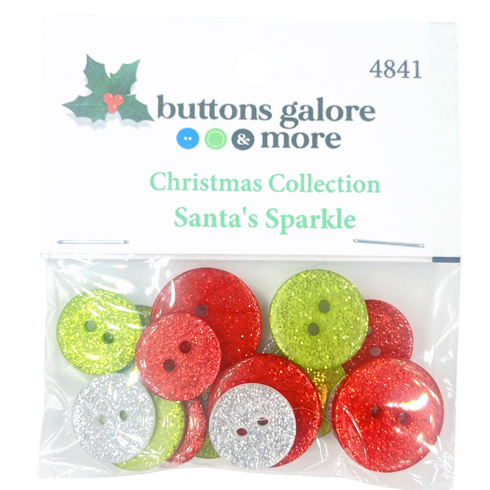 Christmas Buttons x 16 | Santa's Sparkle (Buttons Galore & More)