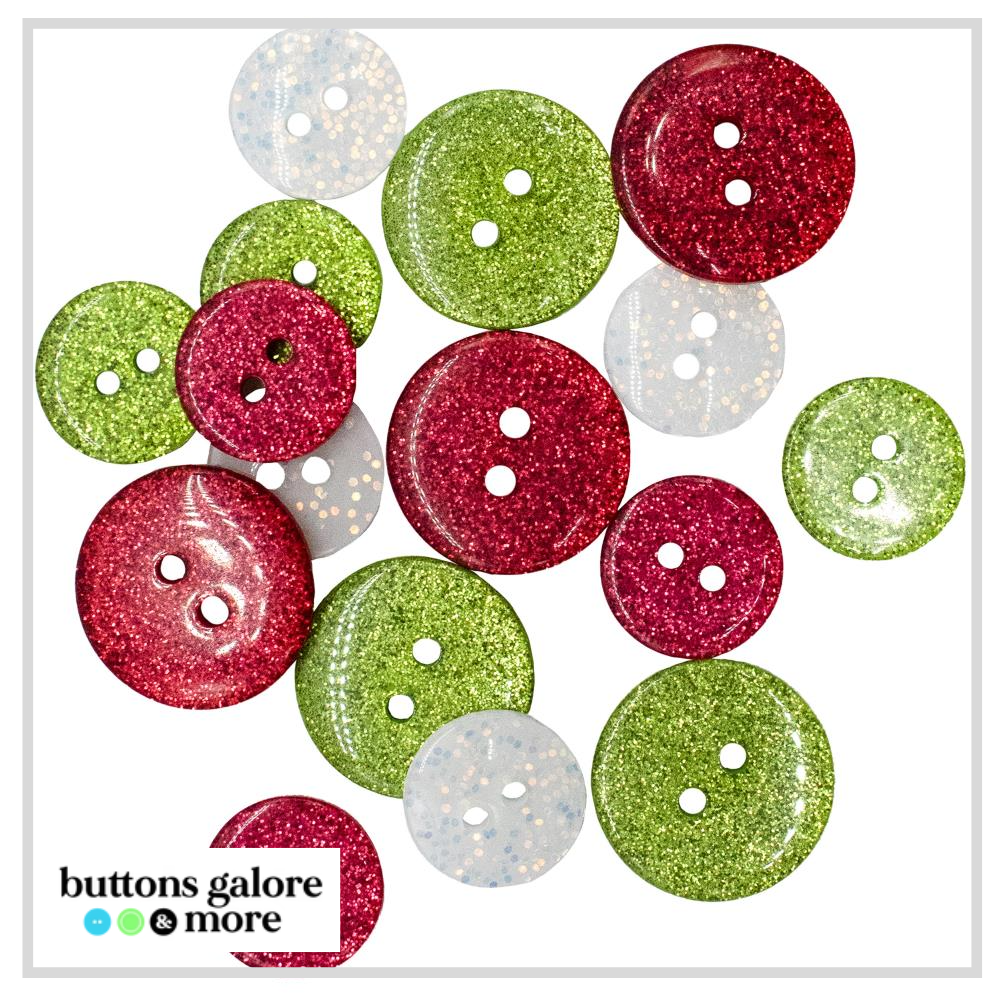 Christmas Buttons x 16 | Santa's Sparkle (Buttons Galore & More)