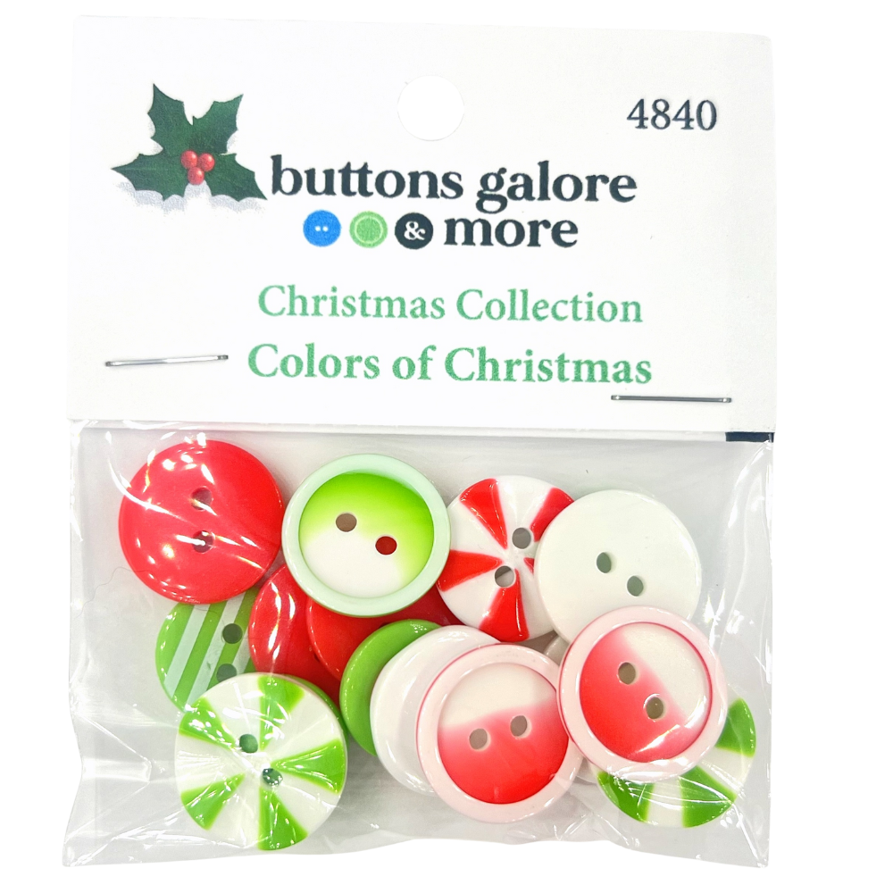 Christmas Buttons x 20 | Colors of Christmas (Buttons Galore & More)