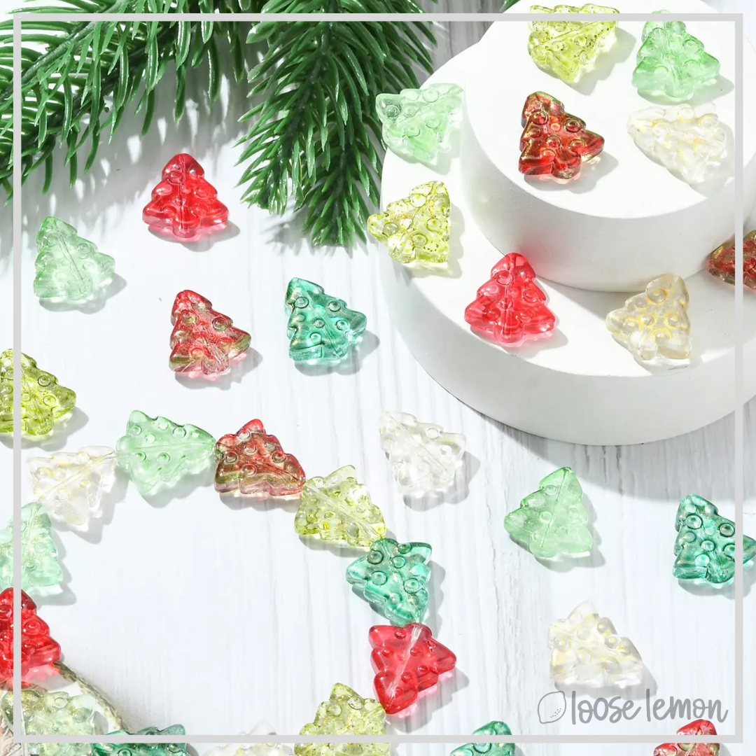 Glass Tree Beads x 10