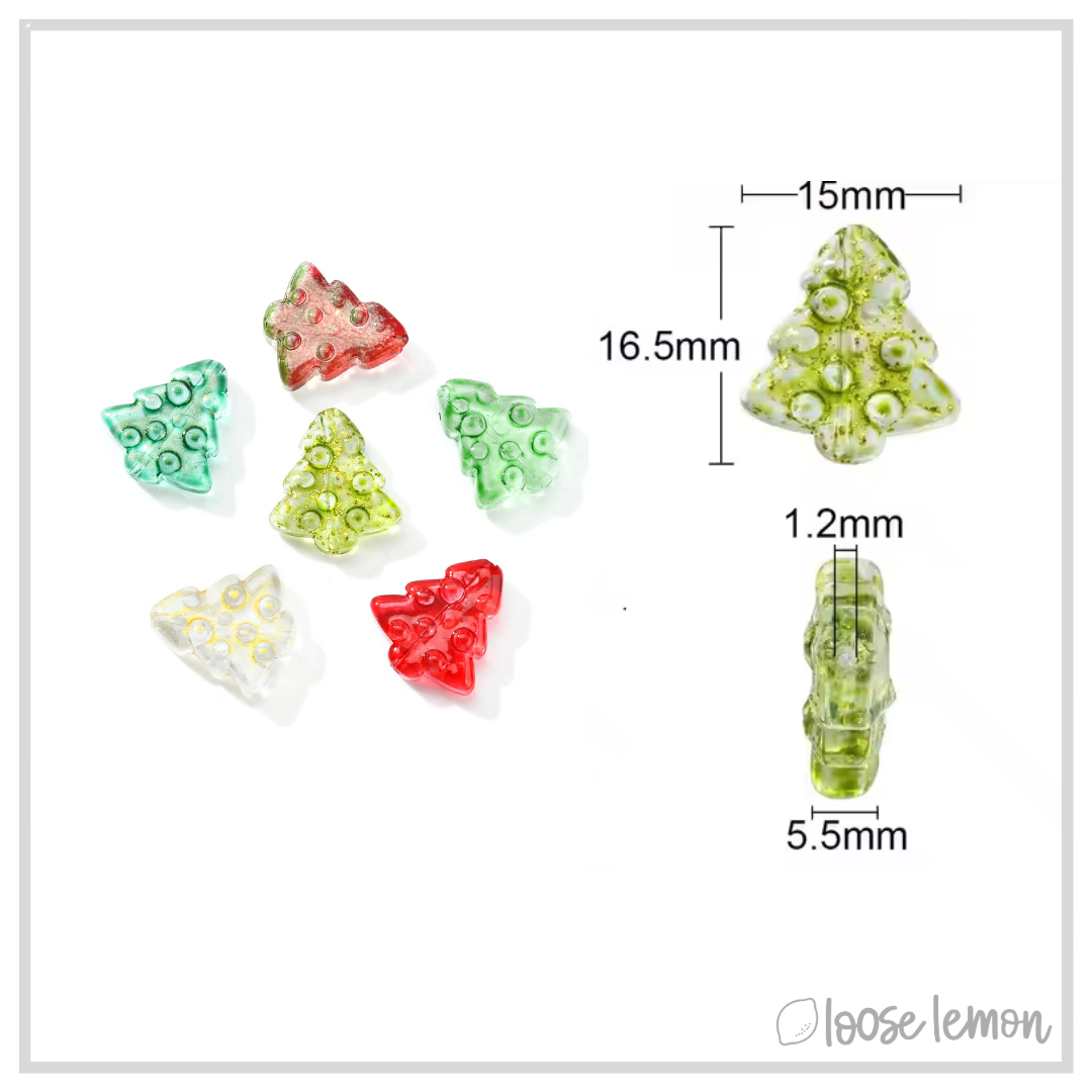 Glass Tree Beads x 10