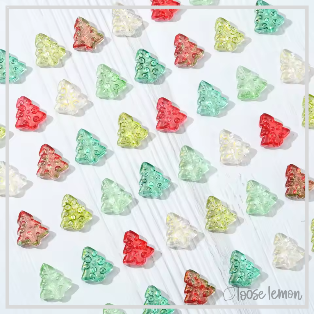Glass Tree Beads x 10