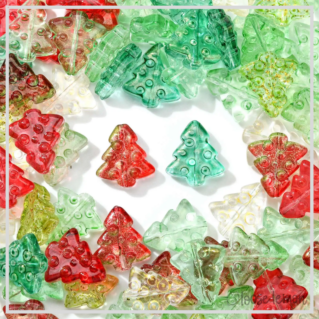Glass Tree Beads x 10