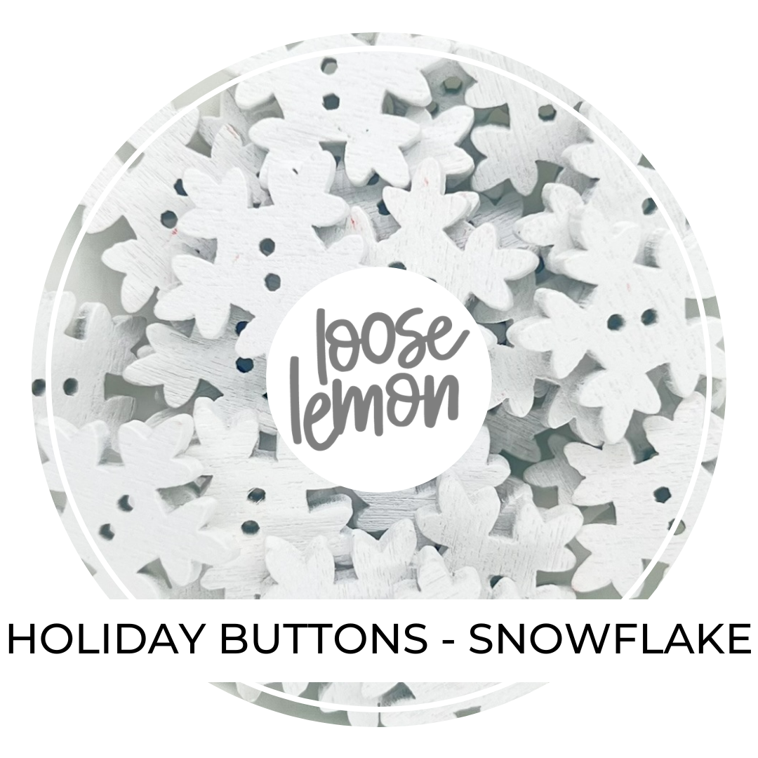Holiday Buttons x 9 | White Snowflake