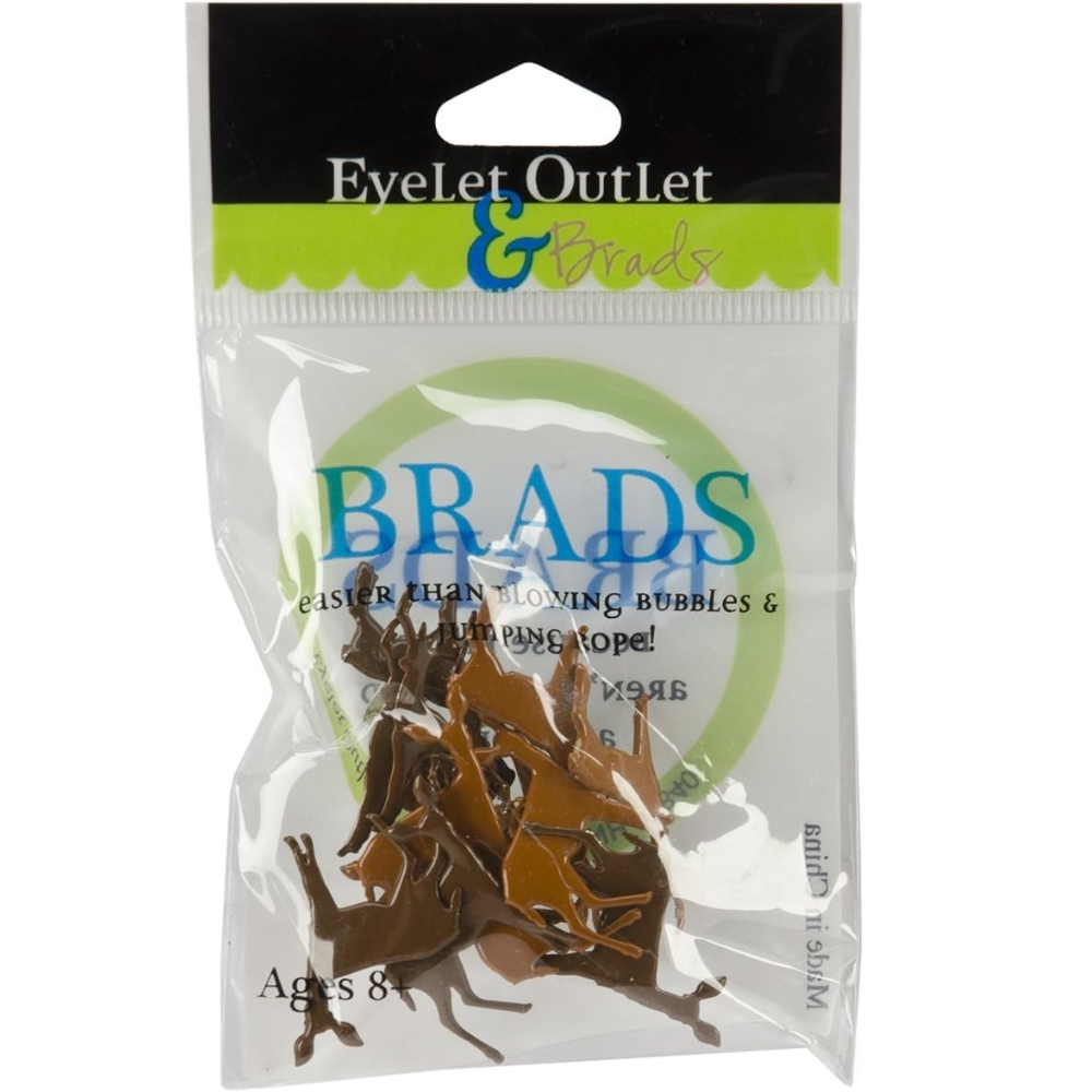 Christmas Deer Brads x 12 | Eyelet Outlet