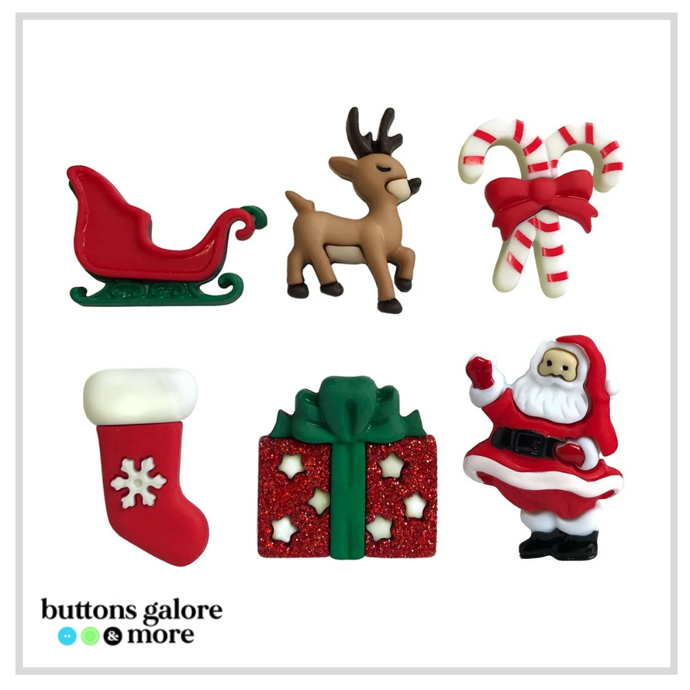Christmas Buttons x 6 | Christmas Eve (Buttons Galore & More)